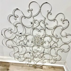 Large 36 inch Elegant White iron Metal Wall Art Decor